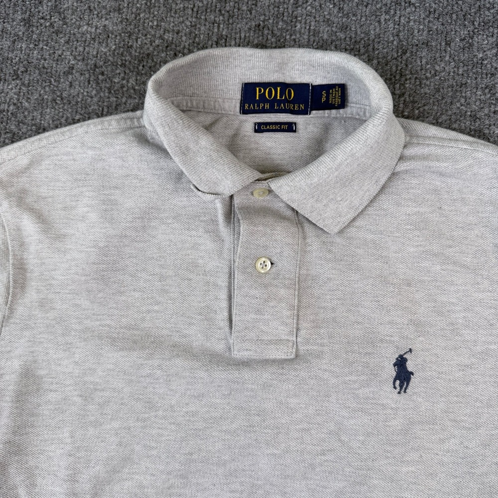 Polo Ralph Lauren Polo Shirt Mens S Gray Pique Mesh Knit Classic Fit Pony